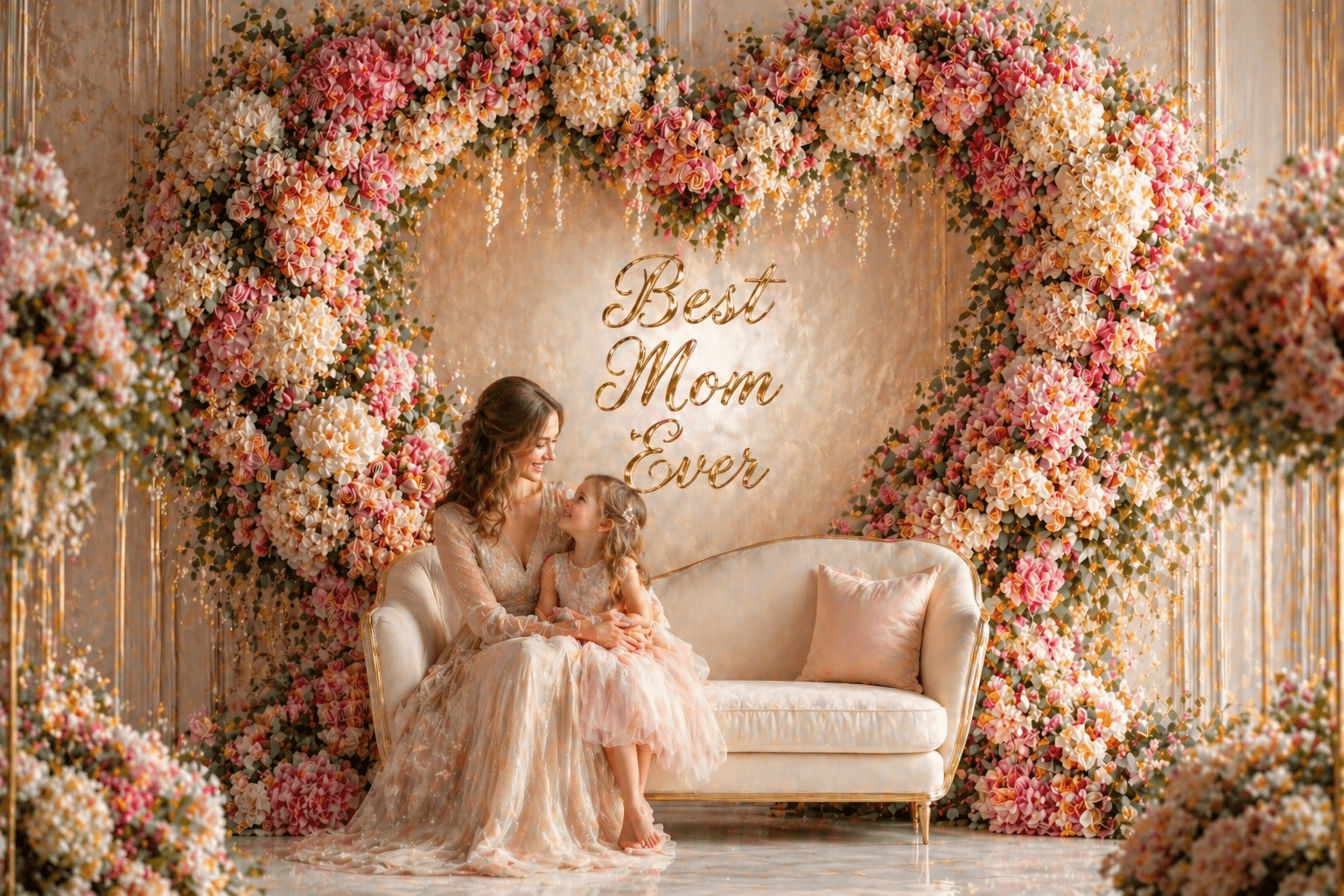 Best Mom Ever Digital Backdrop, Cozy Boho Neutral Photo Background, Mother’s Day Setup