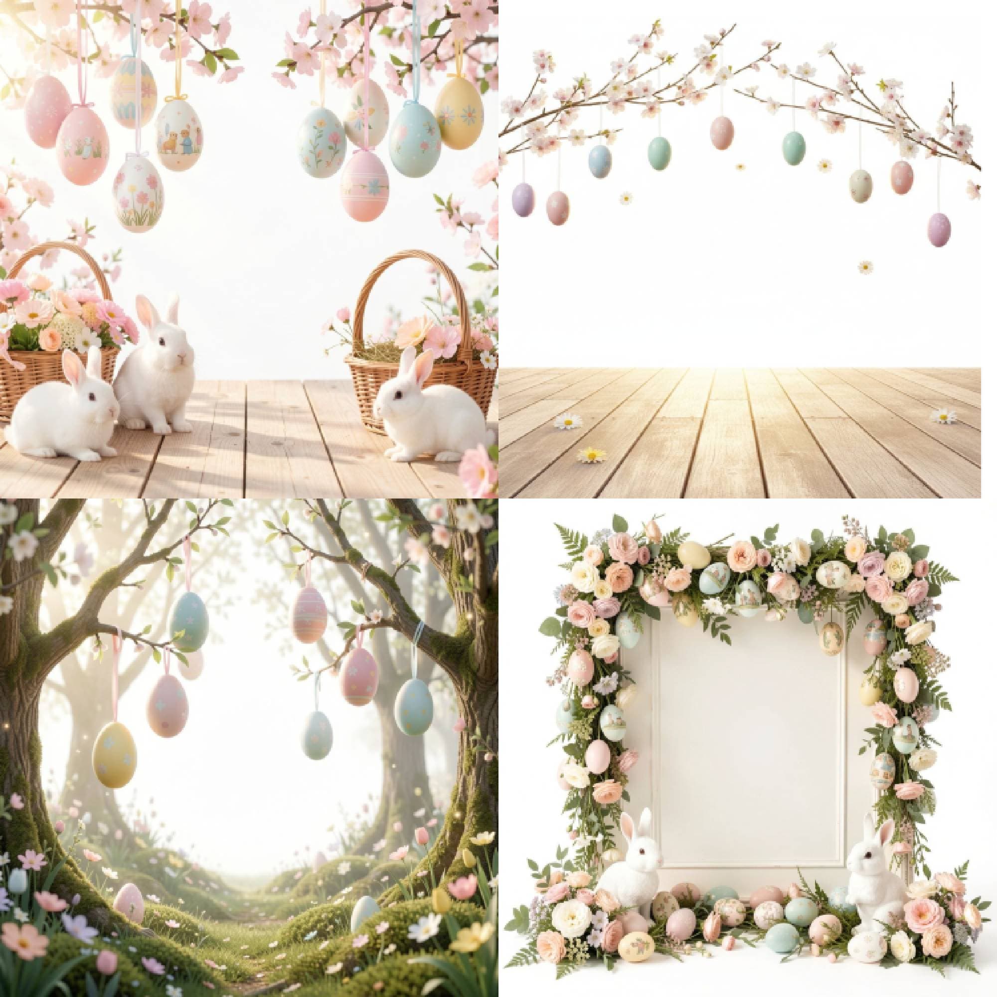 Easter Digital Photography Backdrop – Set of 4 PNG Files